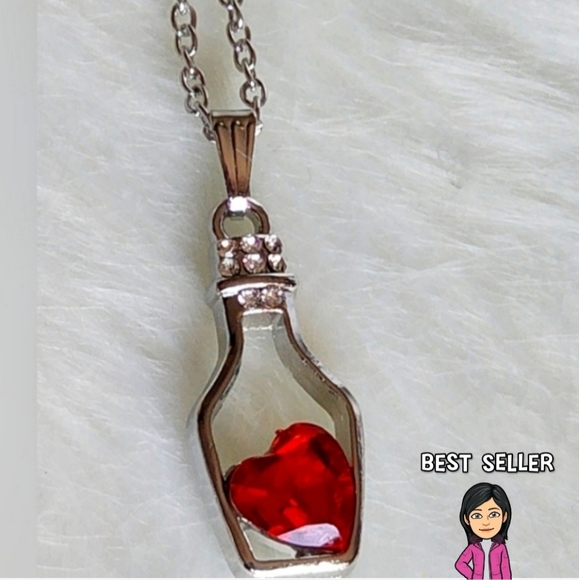 Heart In a Bottle Necklace   𝔹𝔼𝕊𝕋 𝕊𝔼𝕃𝕃𝔼ℝ 𝕃𝕀𝕄𝕀𝕋𝔼𝔻 𝕊𝕋𝕆ℂ𝕂 - Picture 1 of 4